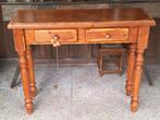 Mooie vintage grenenhouten sidetable met 2 lades, Antiek en Kunst, Curiosa en Brocante, Ophalen