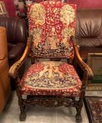 Antieke fauteuil Franse Louis XIII brocante grote stoel hout