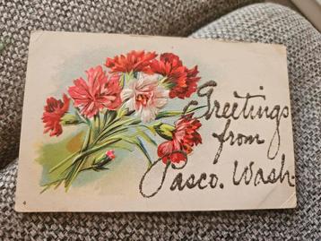 Brocante relief glitter  Ansichtkaart met Bloemen - 1908 beschikbaar voor biedingen