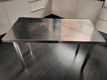 Uniek RVS eettafel / bureau Vika Hyttan van Ikea beschikbaar voor biedingen