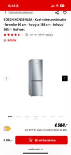 Bosch KGN36NLEA Koel-vriescombinatie - Nieuw met bon, Witgoed en Apparatuur, Koelkasten en IJskasten, 200 liter of meer, 60 cm of meer