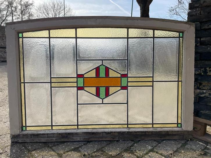 4 Antieke glas in lood ramen 120x80cm, Antiek en Kunst, Curiosa en Brocante, Ophalen