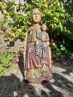 Houten Mariabeeld met Jezus, Antiek en Kunst, Ophalen of Verzenden