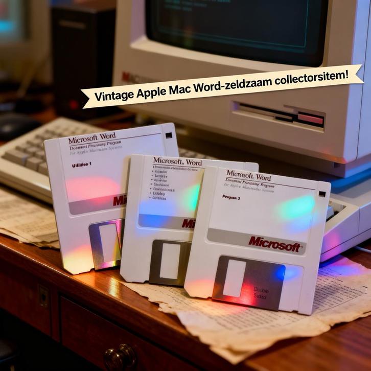 3 stuks 3,5” disks Microsoft Word 4.0 Apple Macintosh (1988), Computers en Software, Vintage Computers, Verzenden