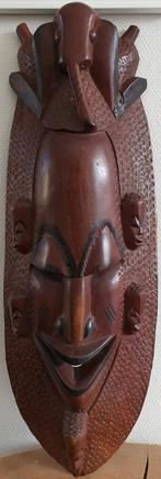 Erg groot masker houtsnijwerk beeld handwerk oud, Ophalen of Verzenden