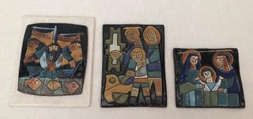 3  Henk Potters tegels  keramiek kunst glazuur beschikbaar voor biedingen