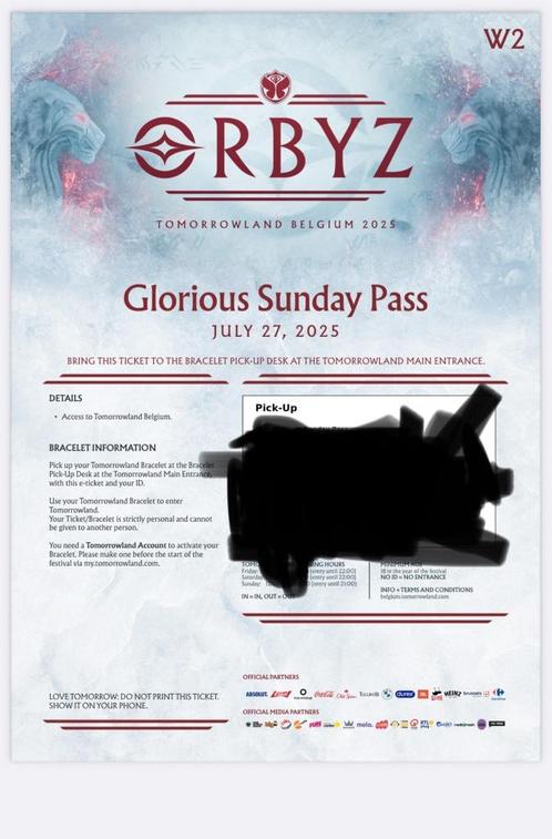 Tomorrowland weekend 2 zondag (alleen ticket), Tickets en Kaartjes, Evenementen en Festivals, Eén persoon