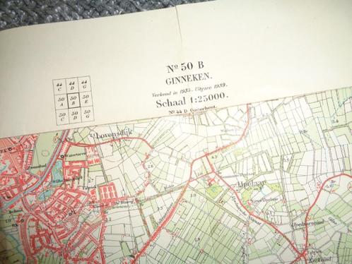 Stafkaart 1939 schaal 1:25000 Ginneken leger mobilisatie, Verzamelen, Militaria | Algemeen, Landmacht, Overige typen, Nederland
