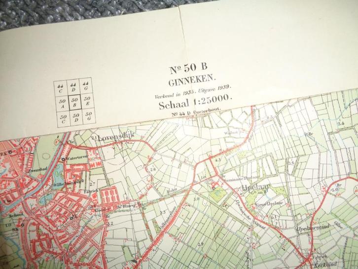 Stafkaart 1939 schaal 1:25000 Ginneken leger mobilisatie, Verzamelen, Militaria | Algemeen, Landmacht, Overige typen, Nederland