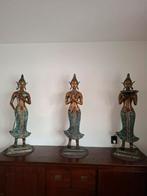 3 Bronzen Thaise Danseressen Beelden - 105cm, Ophalen