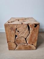 Houten bijzettafel / Bloktafel, Ophalen, Minder dan 50 cm, Gebruikt, Rustiek