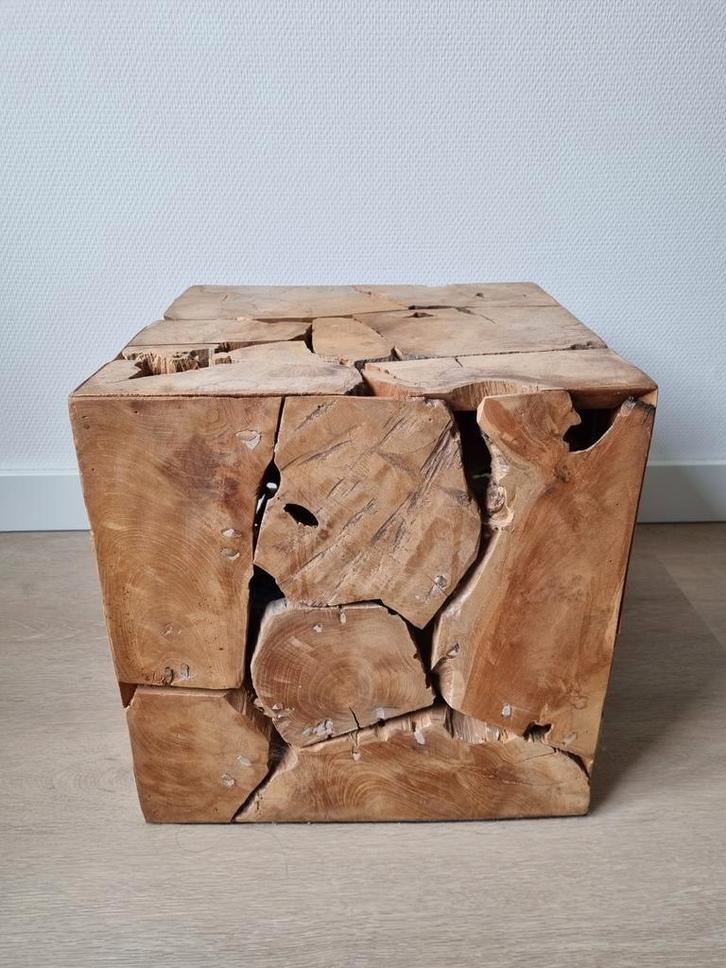 Houten bijzettafel / Bloktafel, Huis en Inrichting, Tafels | Salontafels, Gebruikt, Minder dan 50 cm, Minder dan 50 cm, Minder dan 50 cm