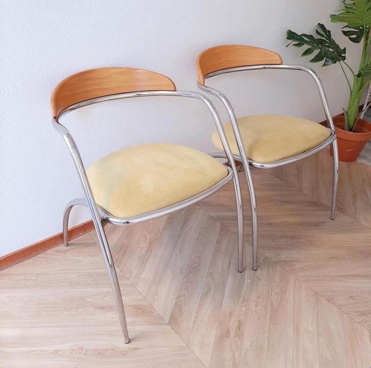 Effezeta design stoelen Jaren 80, Huis en Inrichting, Stoelen, Zo goed als nieuw, Twee, Stof, Bruin, Ophalen