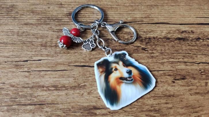 Tas/Sleutelhanger Collie Sheltie groot met beschermengeltje, Verzamelen, Sleutelhangers, Nieuw, Dier of Natuur, Verzenden
