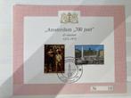 Genummerd blad met 2 zegels Amsterdam 700 jaar (V021), Ophalen of Verzenden, Na 1940, Gestempeld