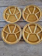 4 fondueborden mosterdgeel van het merk Gien France, Huis en Inrichting, Keuken | Servies, Ophalen of Verzenden, Bord(en), Overige stijlen