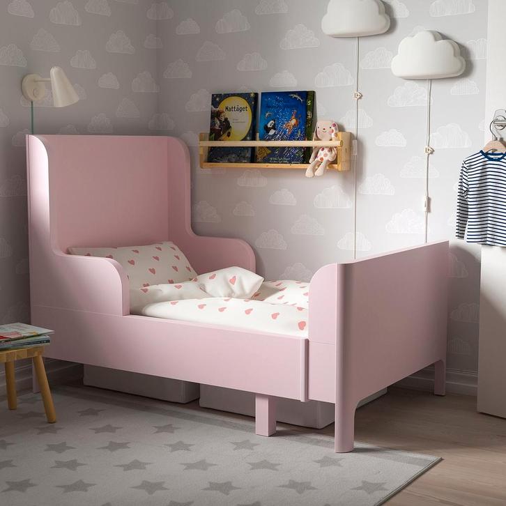 Ikea roze peuterbed Busunge meegroeibed eenpersoonsbed, Kinderen en Baby's, Kinderkamer | Bedden, Zo goed als nieuw, 180 cm of meer
