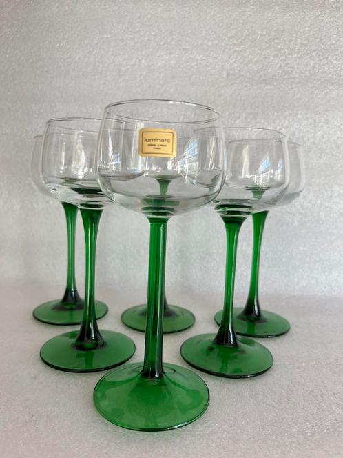 2x 6 st. Luminarc France witte wijnglazen op hoge ranke voet, Antiek en Kunst, Antiek | Glas en Kristal, Ophalen of Verzenden