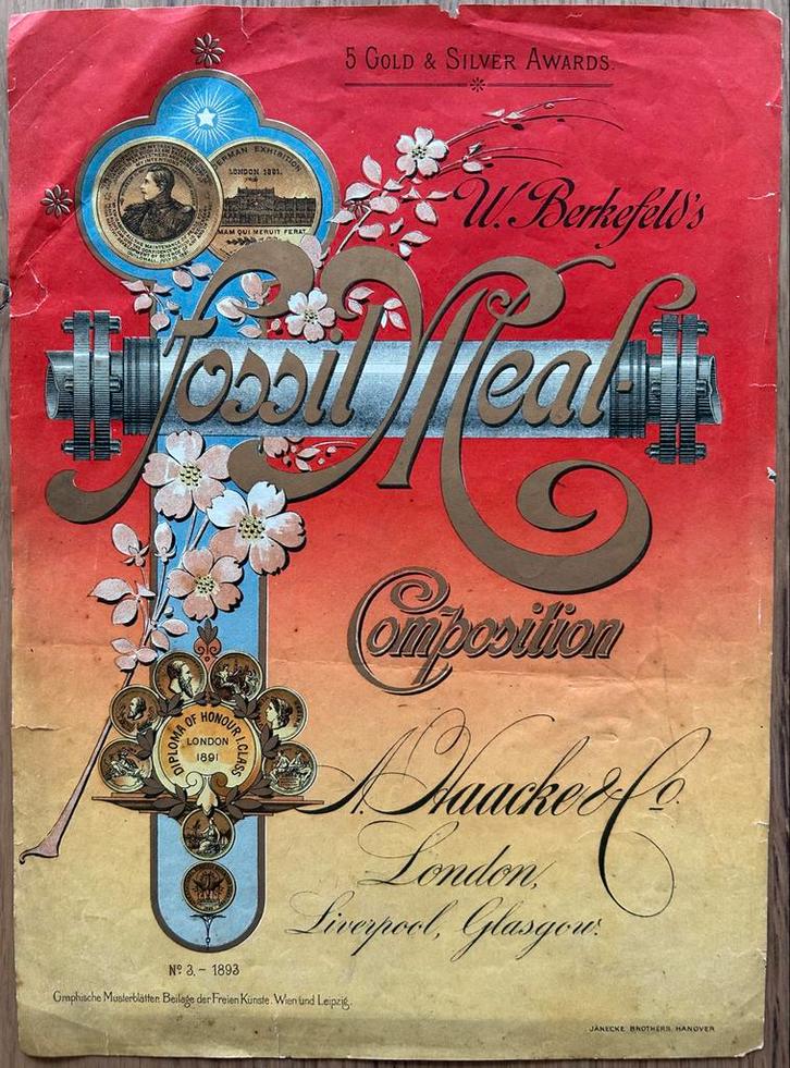 Fossiel Meal Reclame uit 1893, Antiek en Kunst, Kunst | Litho's en Zeefdrukken, Ophalen of Verzenden