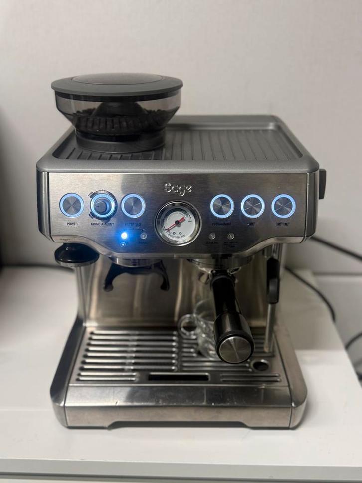 Sage The Barista Express Stainless Steel *Inruil Mogelijk*, Witgoed en Apparatuur, Koffiezetapparaten, Zo goed als nieuw, Gemalen koffie