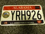 Kentekenplaat licenseplate Alabama US Armed Forces Retired, Verzenden, Gebruikt, Auto's