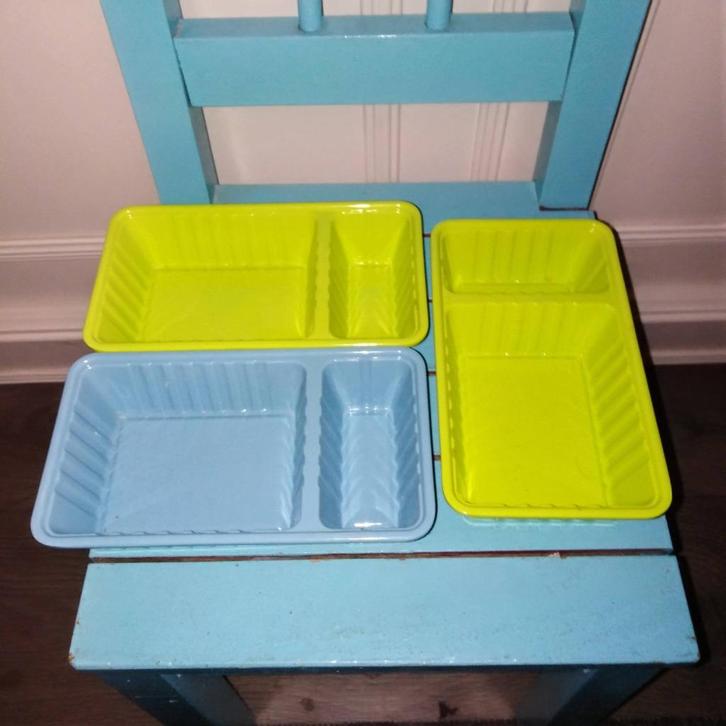 3 Patatbakjes met sausgedeelte kunststof, Huis en Inrichting, Keuken | Servies, Zo goed als nieuw, Overige typen, Overige stijlen