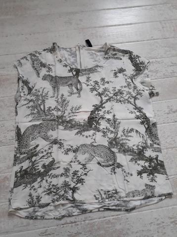 ONLY groen creme luipaard top blouse shirt maat 40 M zgan beschikbaar voor biedingen