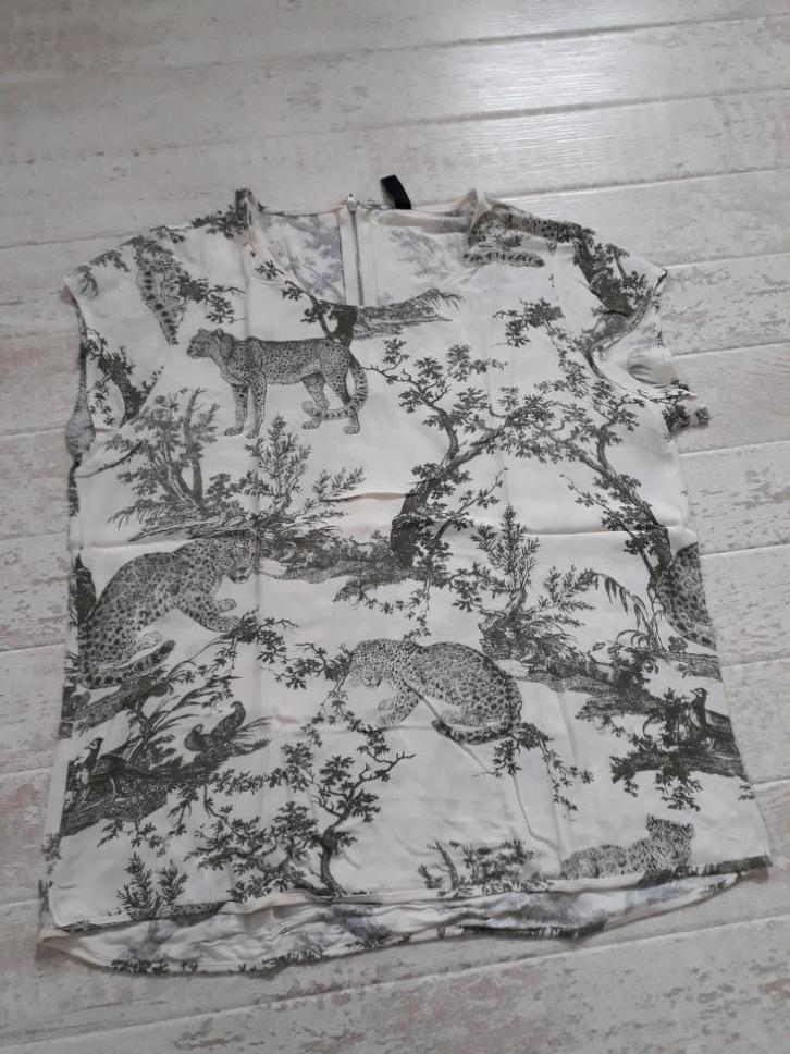 ONLY groen creme luipaard top blouse shirt maat 40 M zgan, Kleding | Dames, Blouses en Tunieken, Zo goed als nieuw, Maat 38/40 (M)