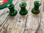 Zweedse vintage kerstkandelaartjes van hout en kaarsjes, Diversen, Kerst, Ophalen of Verzenden