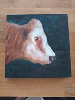 Roodbruine  koe acryl op canvasdoek  30x30cm, Ophalen of Verzenden, Zo goed als nieuw, Schilderij, Minder dan 50 cm