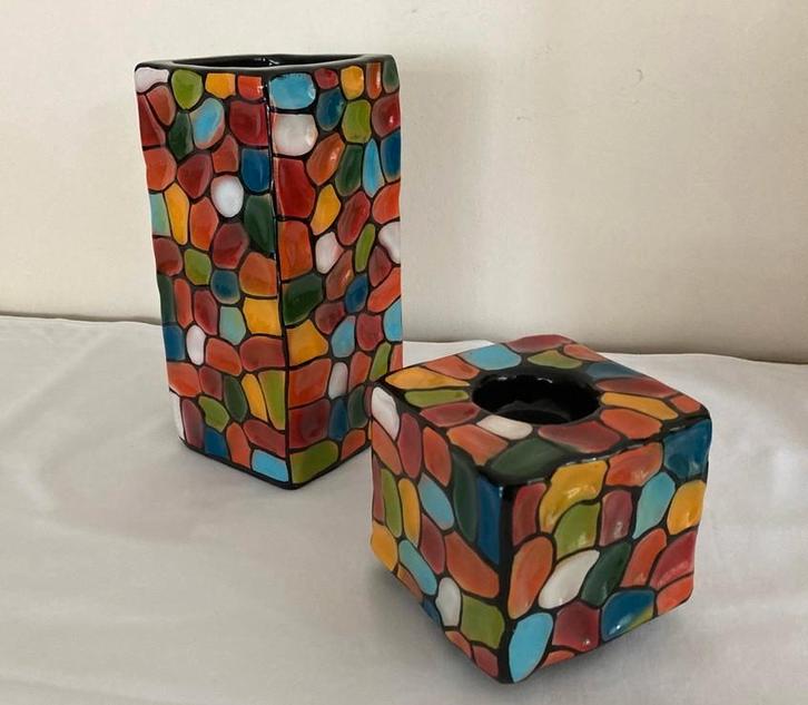 VAAS KANDELAAR 2 DLG MADU GROOT FAIR TRADE NIEUW, Huis en Inrichting, Woonaccessoires | Vazen, Nieuw, Overige kleuren, Minder dan 50 cm