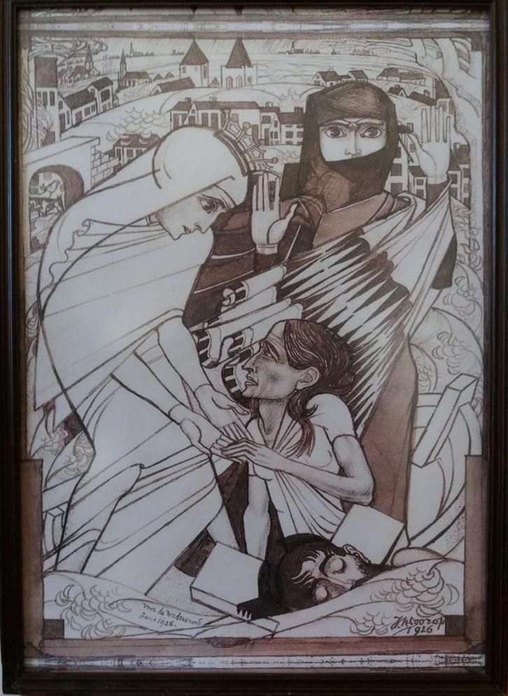 Mooie litho Hulpverlening tijdens de watersnoodramp van 1926, Verzamelen, Ansichtkaarten | Nederland, Gelopen, Gelderland, 1920 tot 1940