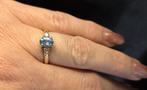 Gouden Vintage ring edelsteen topaas en diamant. 2026/25., Sieraden, Tassen en Uiterlijk, Ringen, Blauw, ., Ophalen of Verzenden