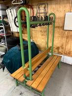 Vintage Kapstokbank Groen Metaal/Hout, Huis en Inrichting, Woonaccessoires | Kapstokken, Ophalen, Gebruikt, 100 tot 150 cm, Overige typen