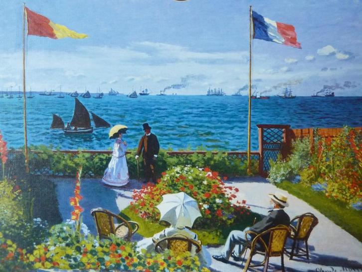 Bluebird puzzel 1000 stukjes Garden at Sainte-Adresse 1867, Hobby en Vrije tijd, Denksport en Puzzels, Zo goed als nieuw, Legpuzzel