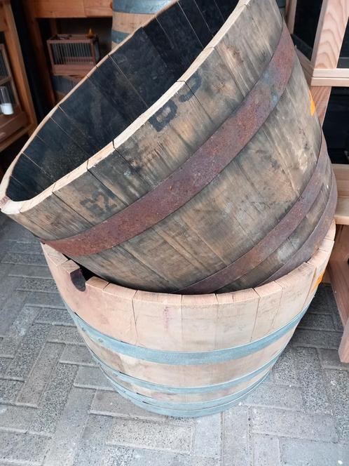 Bloembakken whisky of wijn vaten, Tuin en Terras, Bloembakken en Plantenbakken, Nieuw, Hout, 60 tot 100 cm, Rond, Ophalen