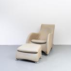 Montis Loge fauteuil + voetenbank crême wit, Leer, Ophalen of Verzenden, Zo goed als nieuw