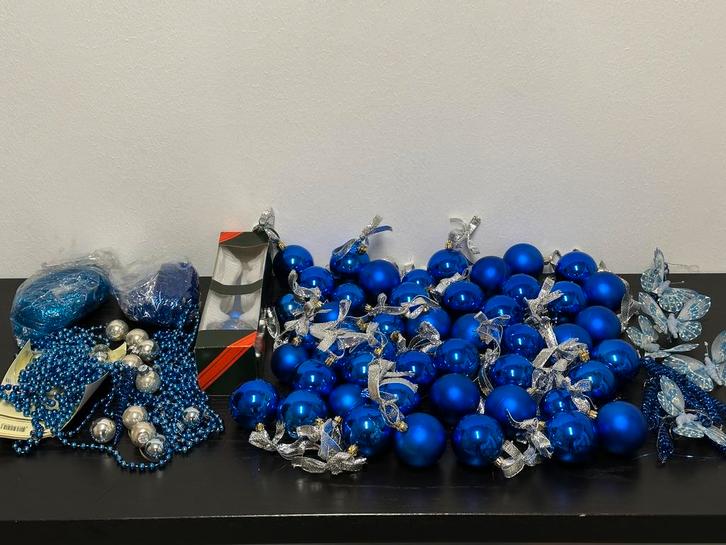 Kerstversiering / kerstballen blauw, Diversen, Kerst, Zo goed als nieuw, Ophalen of Verzenden