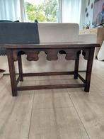 Antieke, houten bijzettafel, Huis en Inrichting, Tafels | Sidetables, Ophalen, 50 tot 100 cm, Rond, Zo goed als nieuw
