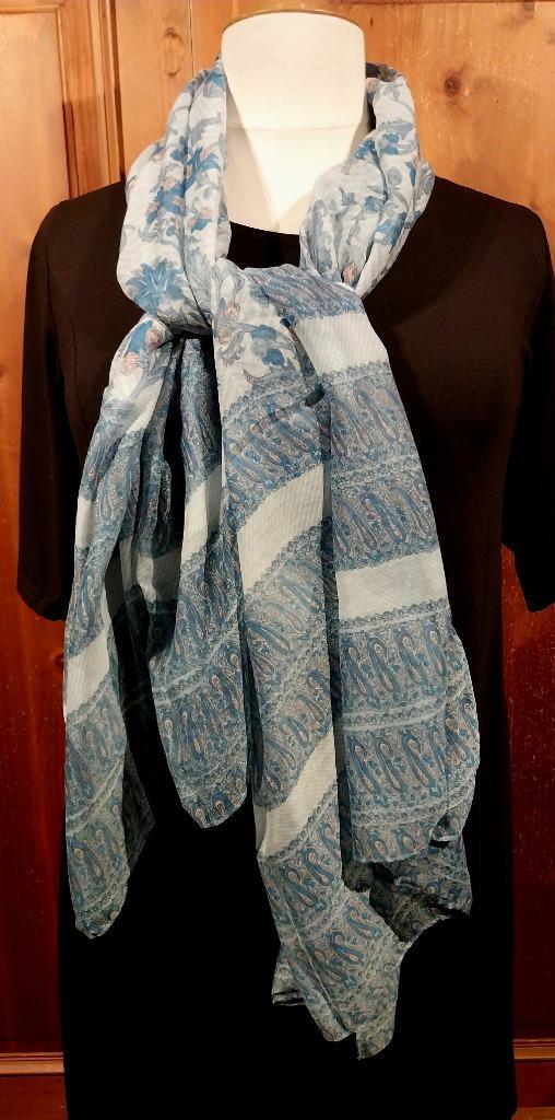 mooie sjaal blauw licht roze paisley bloemen, Kleding | Dames, Mutsen, Sjaals en Handschoenen, Nieuw, Sjaal, Maat 46/48 (XL) of groter