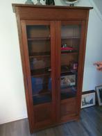 Brocante eiken vitrinekast, Huis en Inrichting, Ophalen, Gebruikt, 50 tot 100 cm, 150 tot 200 cm