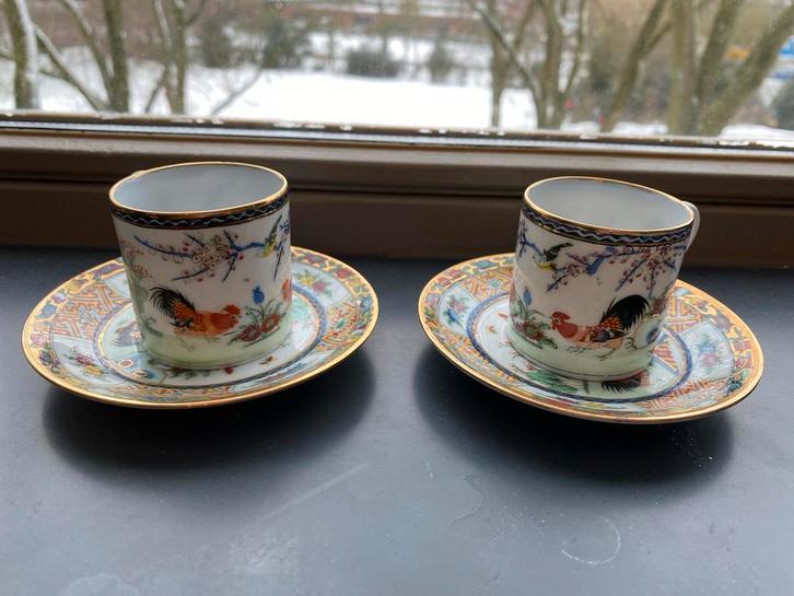 Antieke Chinese Theekopjes met Schotels (2 stuks), Antiek en Kunst, Antiek | Servies compleet, Ophalen of Verzenden
