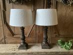 NIEUW houten lampenvoet creme kleurige lampenkap tafellampen, Ophalen of Verzenden, Nieuw