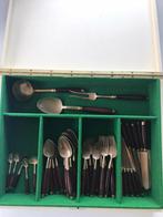 Zesdelig bronzen bestek er houten handvatten, Ophalen of Verzenden