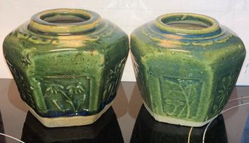 2x Celadon Oude Gemberpot hoog 9 cm. Prijs is per stuk!! beschikbaar voor biedingen