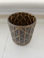 Windlicht Taupe met Goud - Sfeervolle Kaarsenhouder, Ophalen, Grijs, Nieuw, Metaal