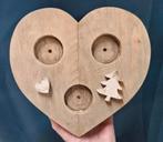 Houten Kaarsenhouder Hartvormig - Herman's Home Art's, Huis en Inrichting, Ophalen of Verzenden, Hout, Minder dan 25 cm