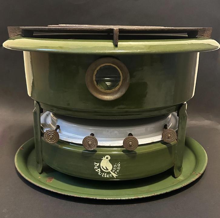4-Pits Donker Groen de Putter Petroleumstel, Antiek en Kunst, Antiek | Emaille, Ophalen of Verzenden