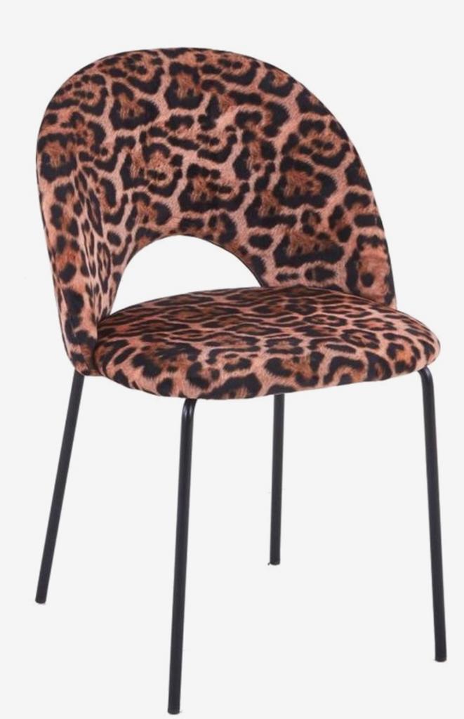 Panter - tijgerprint Eetkamerstoelen - Set van 2, Huis en Inrichting, Stoelen, Zo goed als nieuw, Twee, Metaal, Bruin, Ophalen