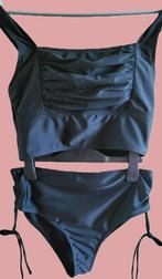 Leuke bikini set - Zwart geplooide top + broekje - Mt 36/38, Ophalen of Verzenden, Nieuw, Zwart, Bikini